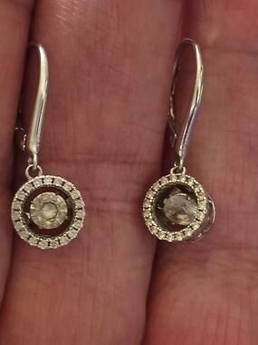 Vintage Sterling Silver En Trem Blanc White Sapphire Drop Dangle EarRings Signed